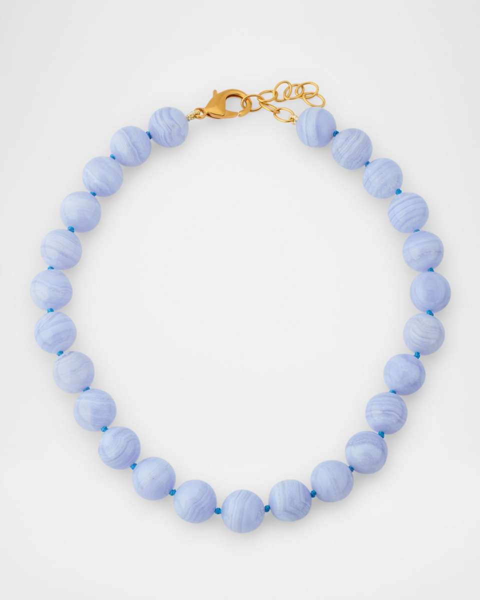 Blue Lace Agate Hand-Beaded Necklace
